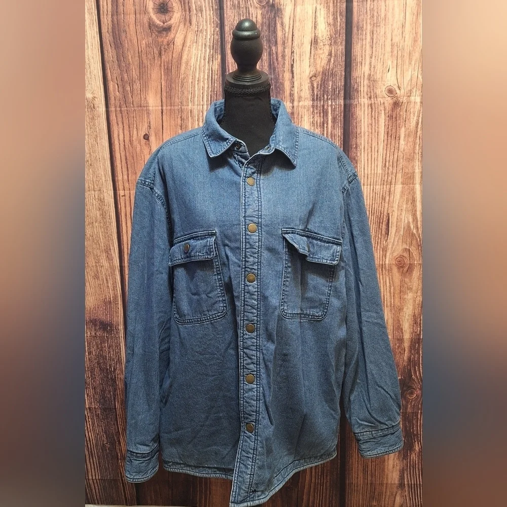 Woolrich Men's Classic Denim Cabincore Sherpa Lined Shirt Jacket Mens Size Large
